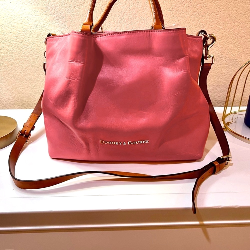 Dooney & Bourke Bubblegum Pink Handbag with Tan Accents
